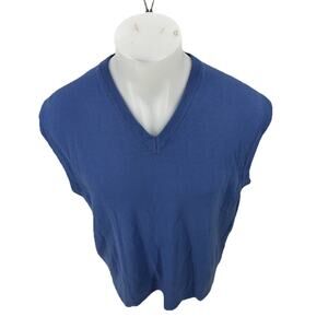 Bachrach Large Men V-neck Pullover Sweater Vest Merino Wool Blue 11-1k